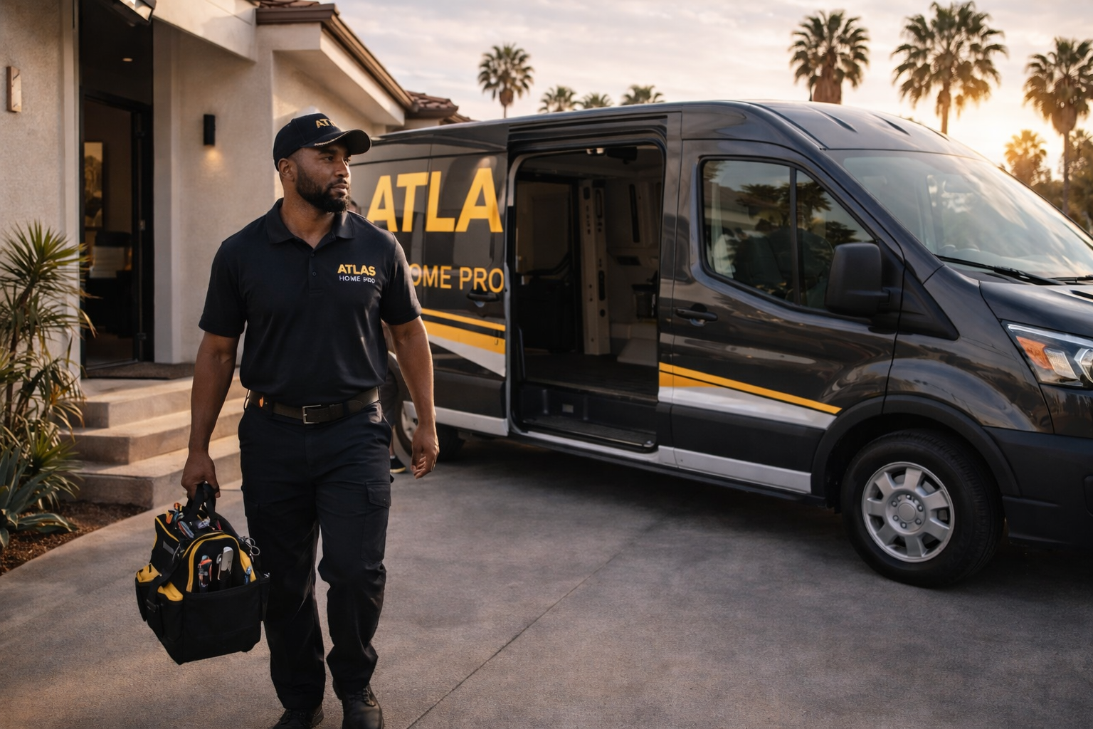 Atlas Home Pro technician with service van