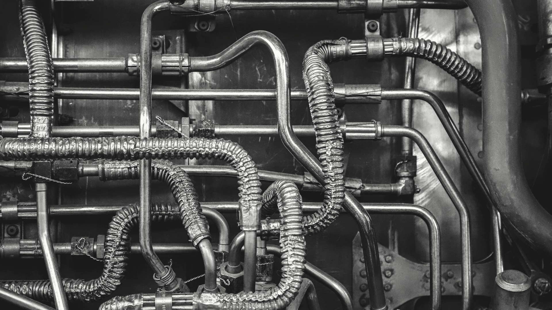Copper supply lines and fittings — detail from a 1940s Westside multifamily rough-in.