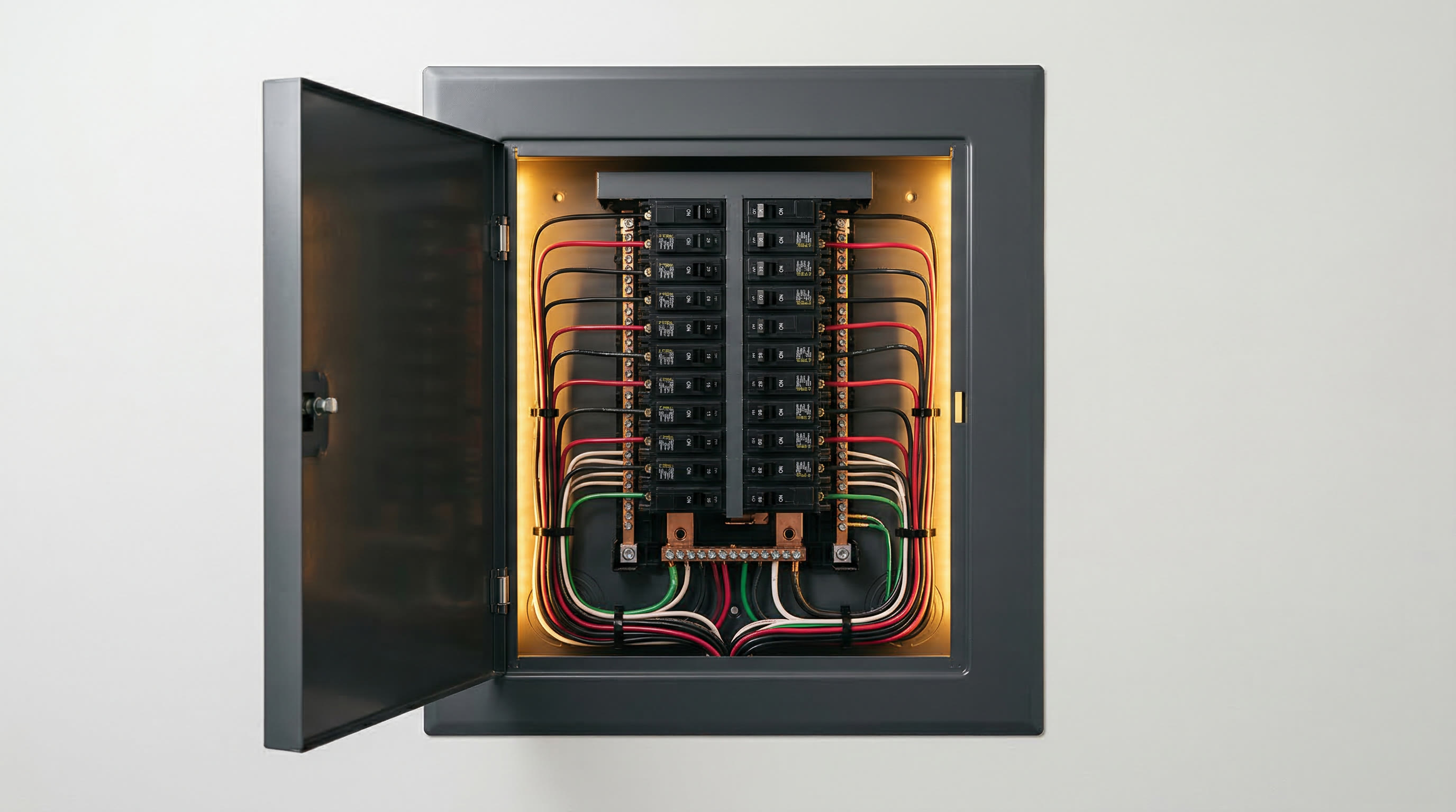 Electrical panel with warm light