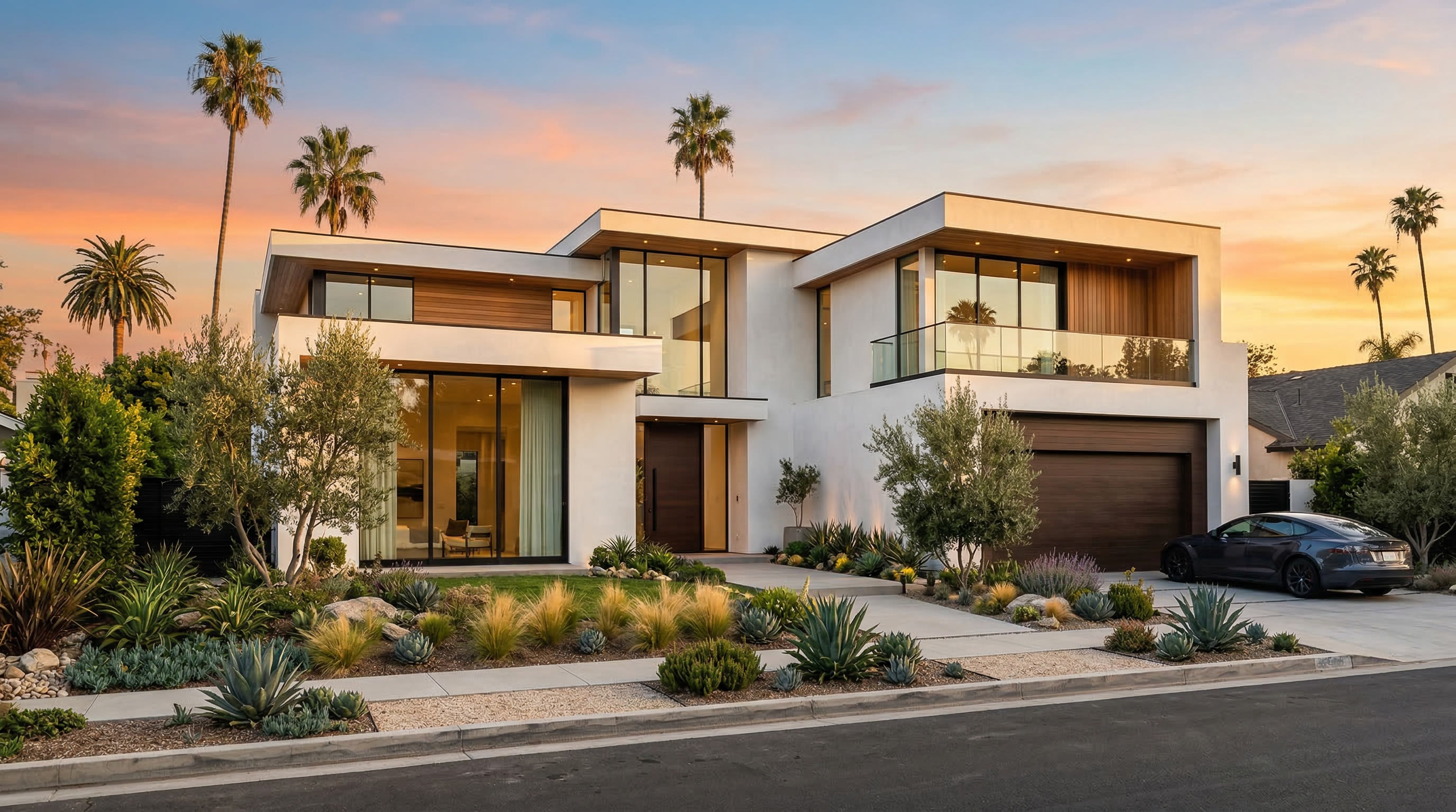 Luxury Los Angeles home at golden hour